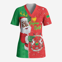 Burkina Faso Christmas Scrub Top Black Santa Joyeux Noel - Wonder Print Shop
