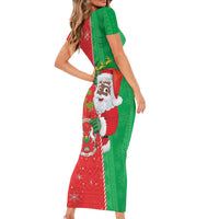Burkina Faso Christmas Short Sleeve Bodycon Dress Black Santa Joyeux Noel - Wonder Print Shop