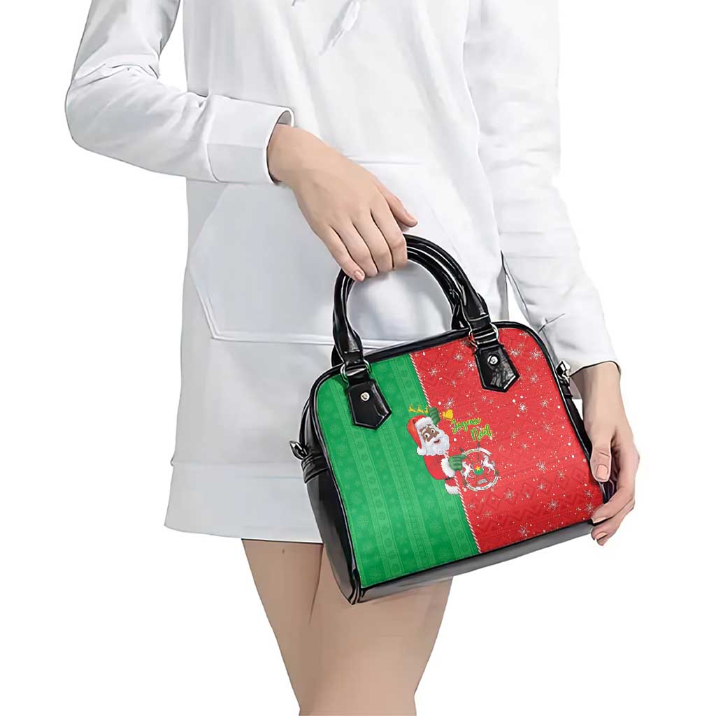 Burkina Faso Christmas Shoulder Handbag Black Santa Joyeux Noel - Wonder Print Shop