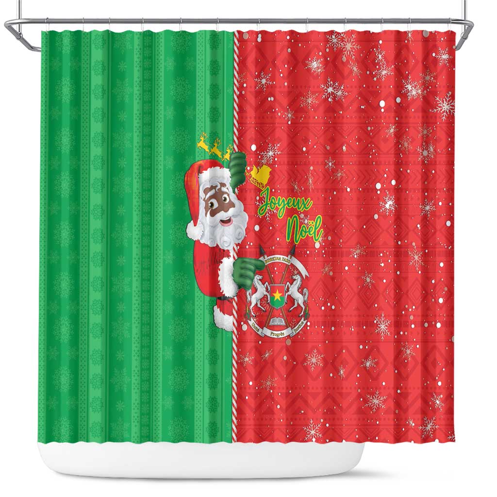 Burkina Faso Christmas Shower Curtain Black Santa Joyeux Noel - Wonder Print Shop