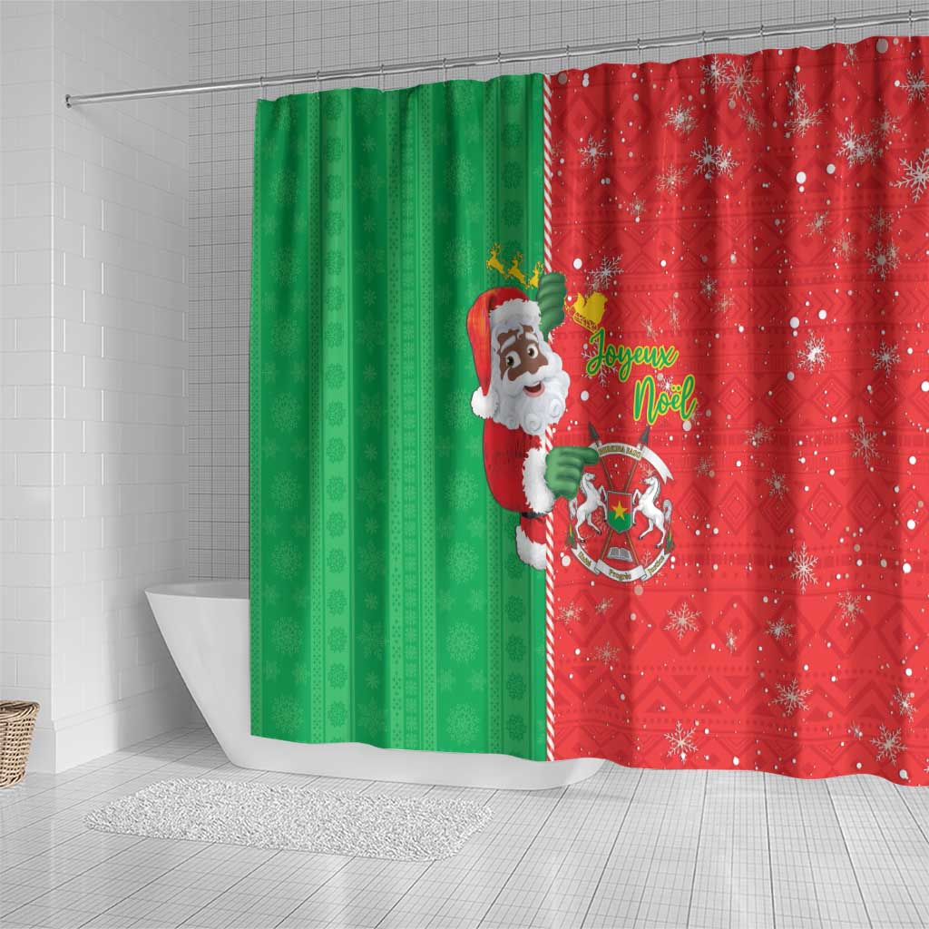 Burkina Faso Christmas Shower Curtain Black Santa Joyeux Noel - Wonder Print Shop
