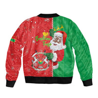Burkina Faso Christmas Sleeve Zip Bomber Jacket Black Santa Joyeux Noel - Wonder Print Shop