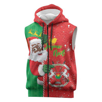 Burkina Faso Christmas Sleeveless Zip Hoodie Black Santa Joyeux Noel - Wonder Print Shop