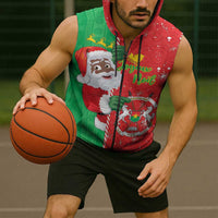 Burkina Faso Christmas Sleeveless Zip Hoodie Black Santa Joyeux Noel - Wonder Print Shop