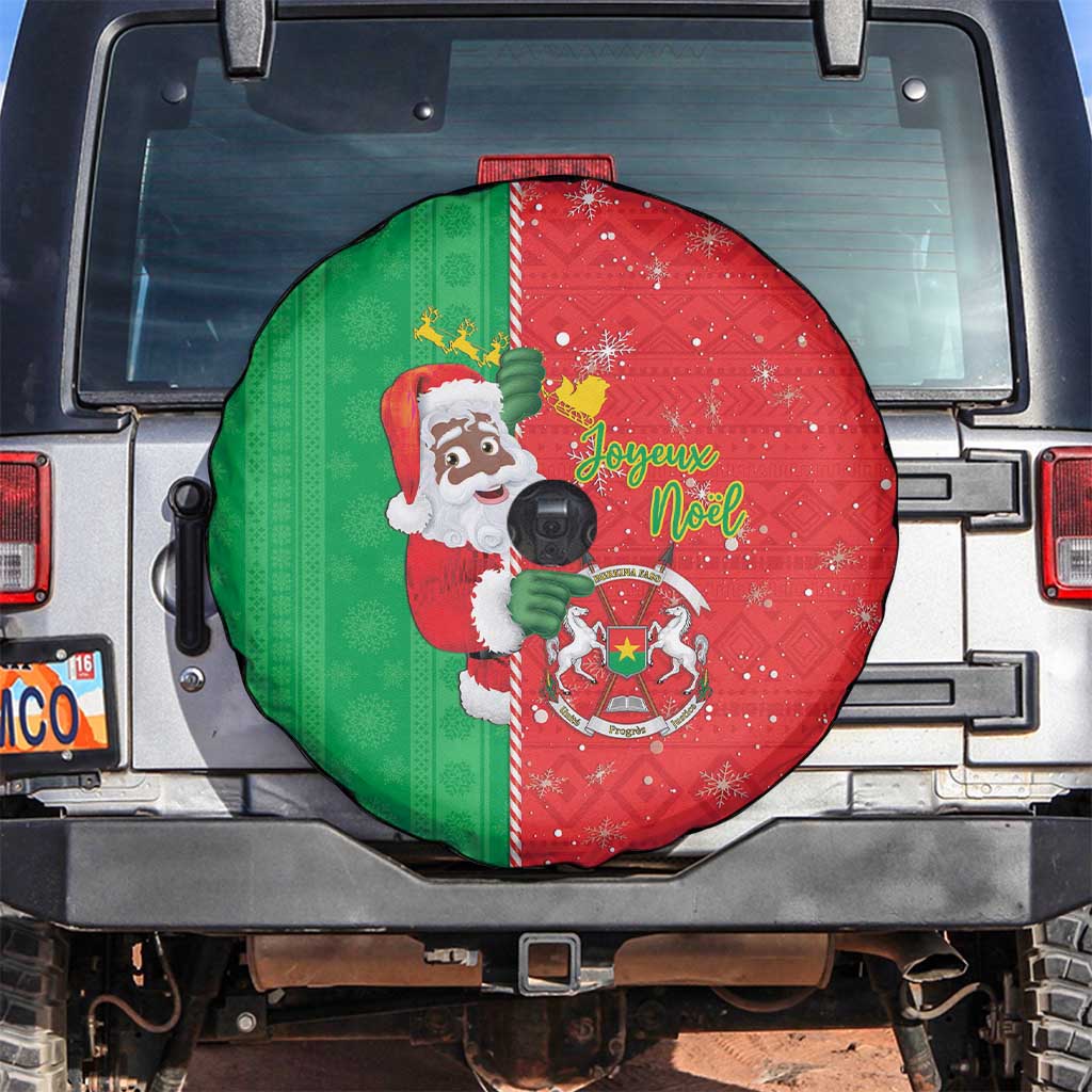 Burkina Faso Christmas Spare Tire Cover Black Santa Joyeux Noel - Wonder Print Shop