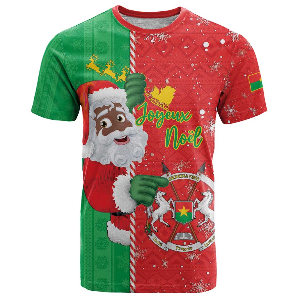 Burkina Faso Christmas T Shirt Black Santa Joyeux Noel - Wonder Print Shop