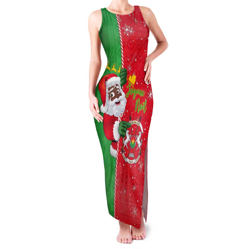 Burkina Faso Christmas Tank Maxi Dress Black Santa Joyeux Noel - Wonder Print Shop