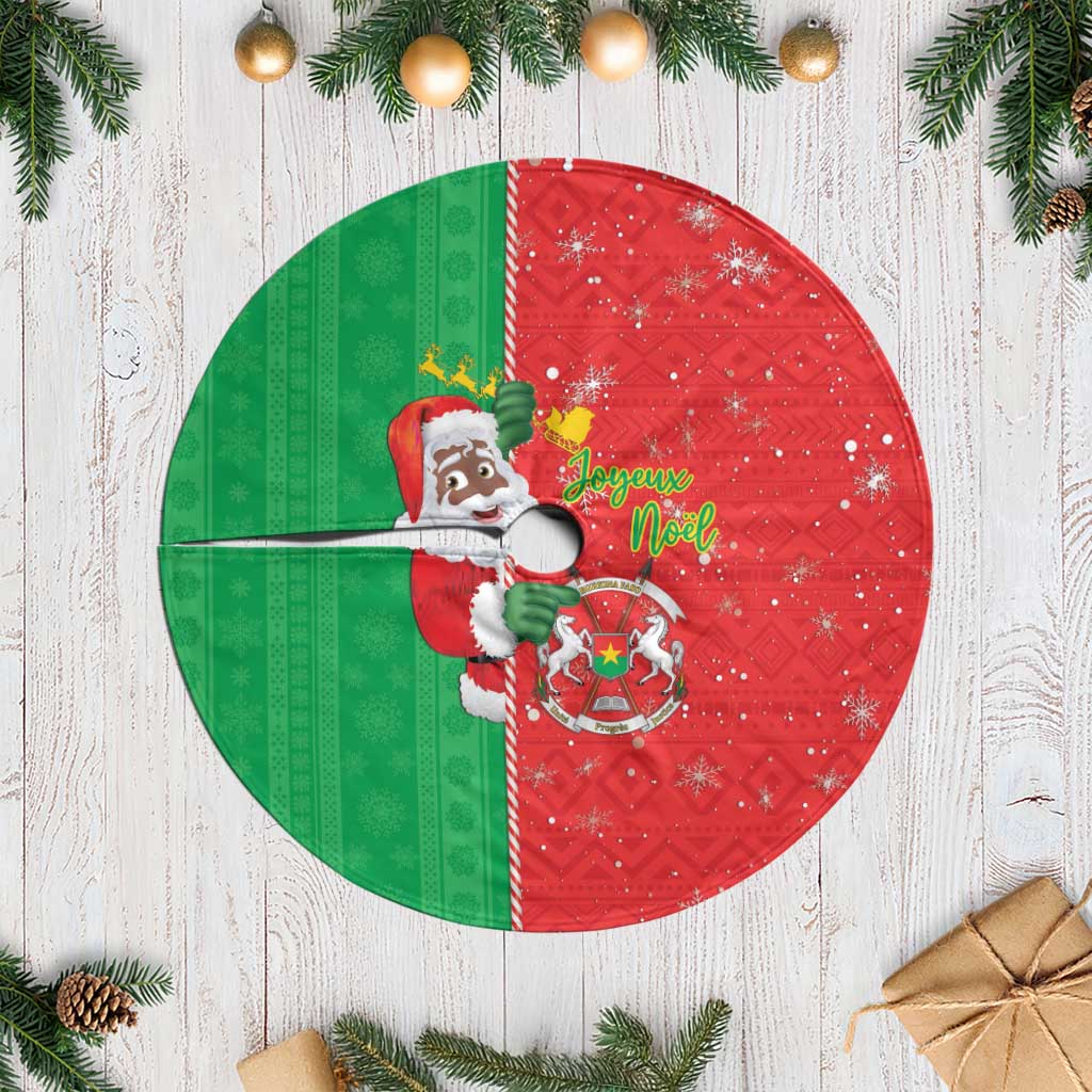 Burkina Faso Christmas Tree Skirt Black Santa Joyeux Noel - Wonder Print Shop