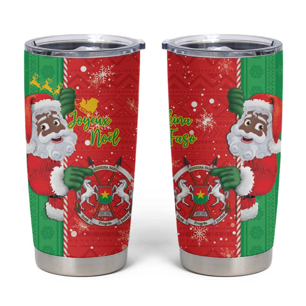 Burkina Faso Christmas Tumbler Cup Black Santa Joyeux Noel - Wonder Print Shop