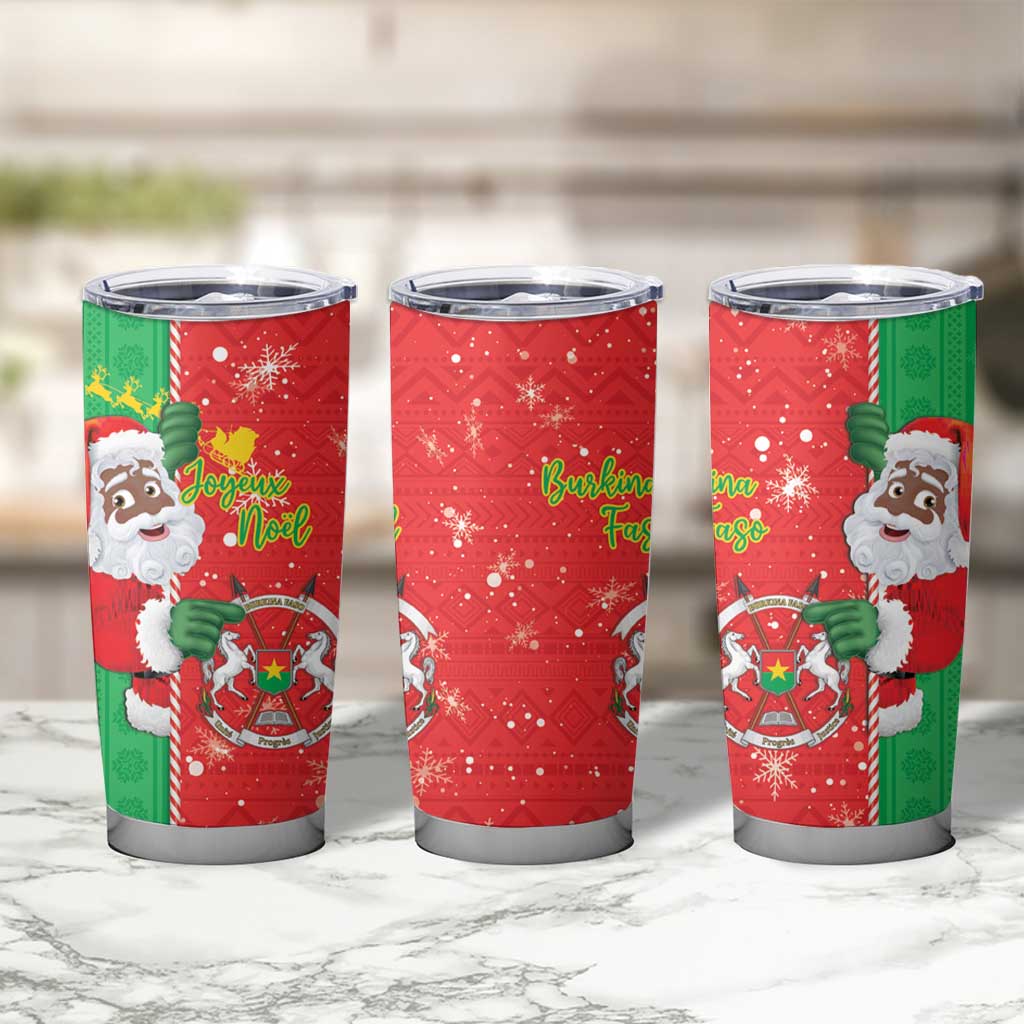Burkina Faso Christmas Tumbler Cup Black Santa Joyeux Noel - Wonder Print Shop