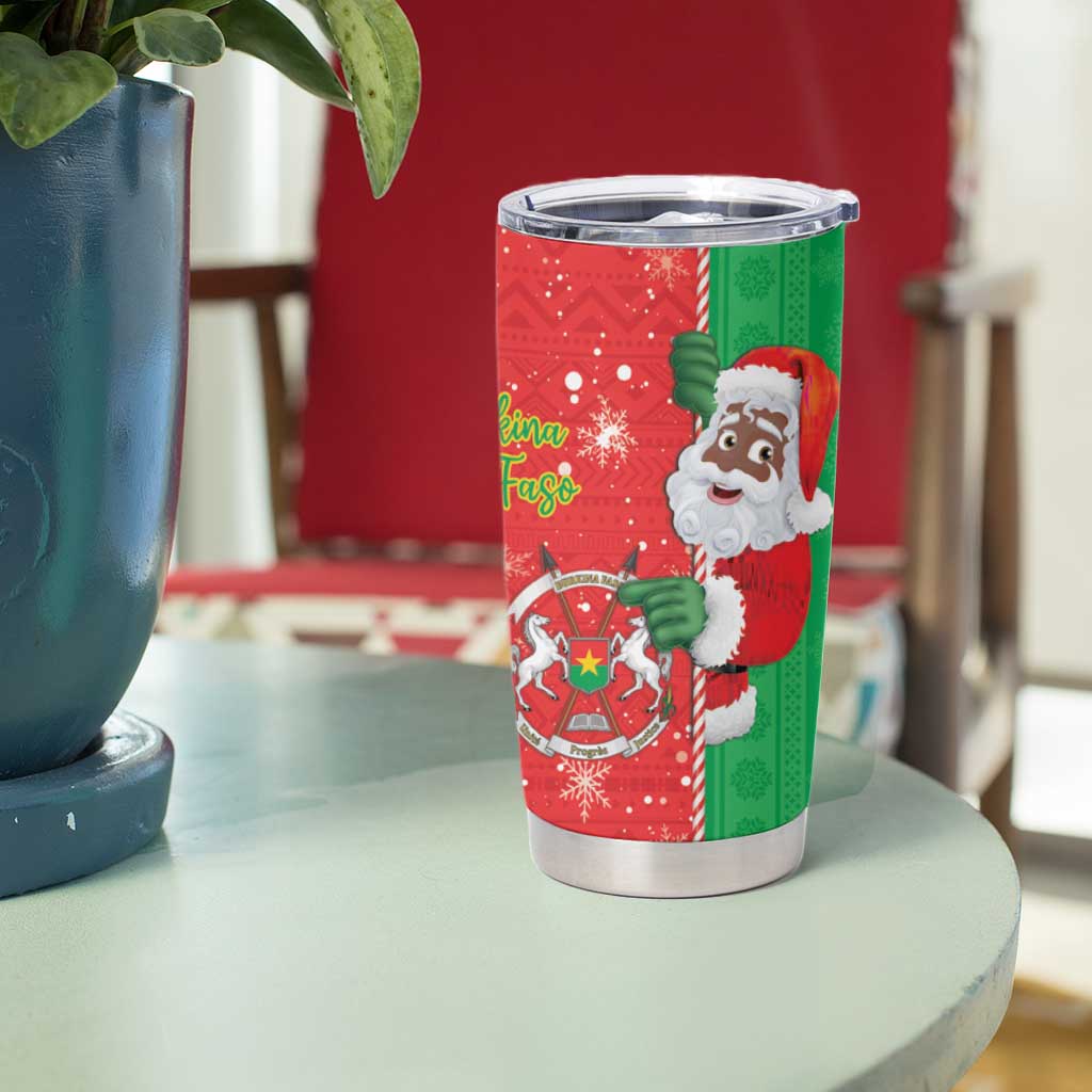 Burkina Faso Christmas Tumbler Cup Black Santa Joyeux Noel - Wonder Print Shop