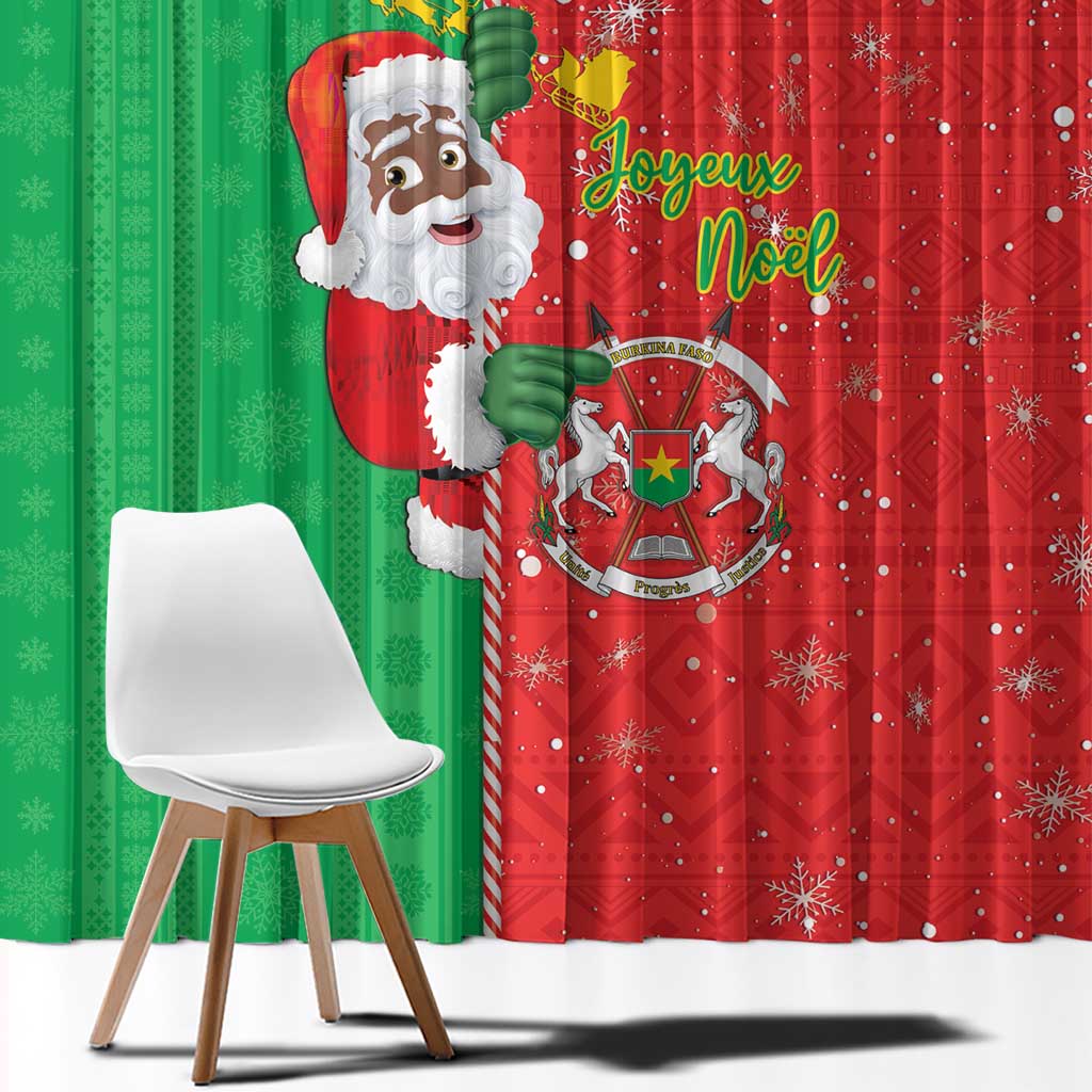 Burkina Faso Christmas Window Curtain Black Santa Joyeux Noel - Wonder Print Shop