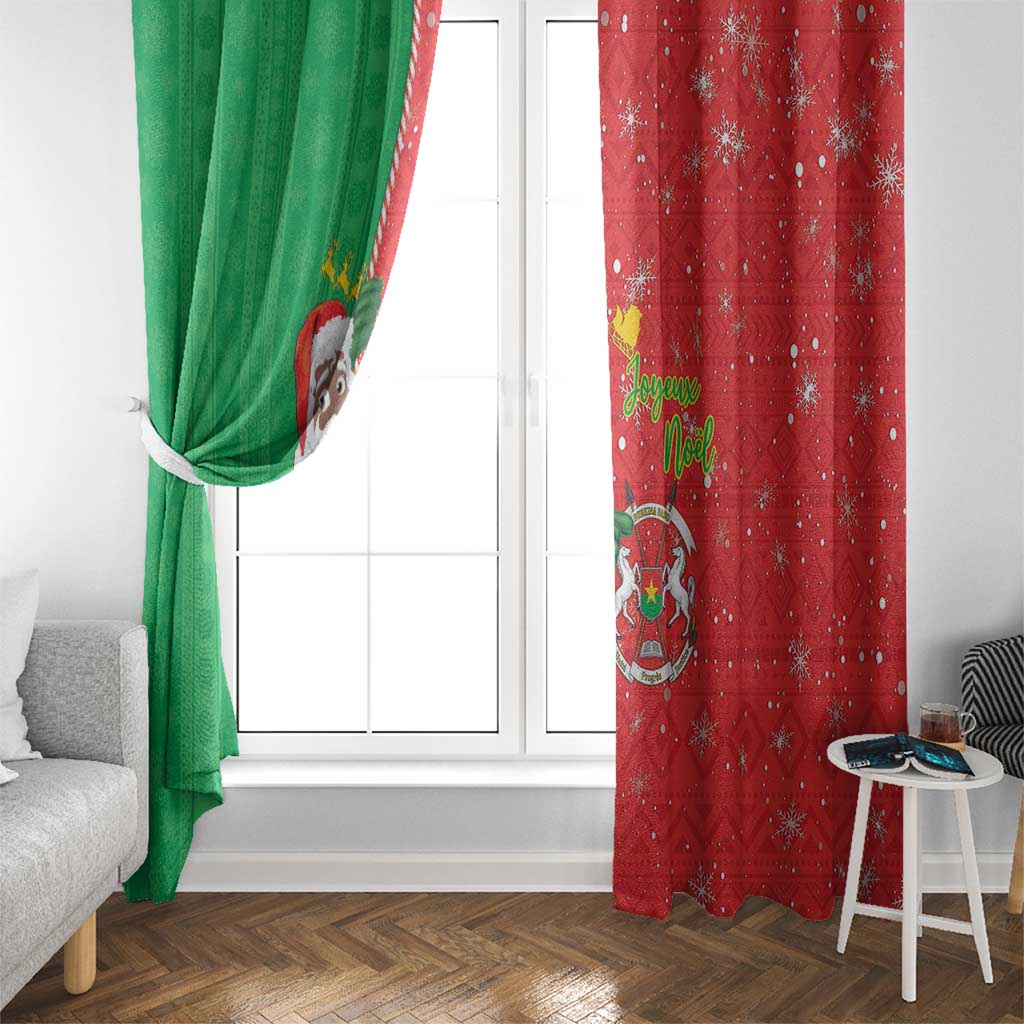 Burkina Faso Christmas Window Curtain Black Santa Joyeux Noel - Wonder Print Shop