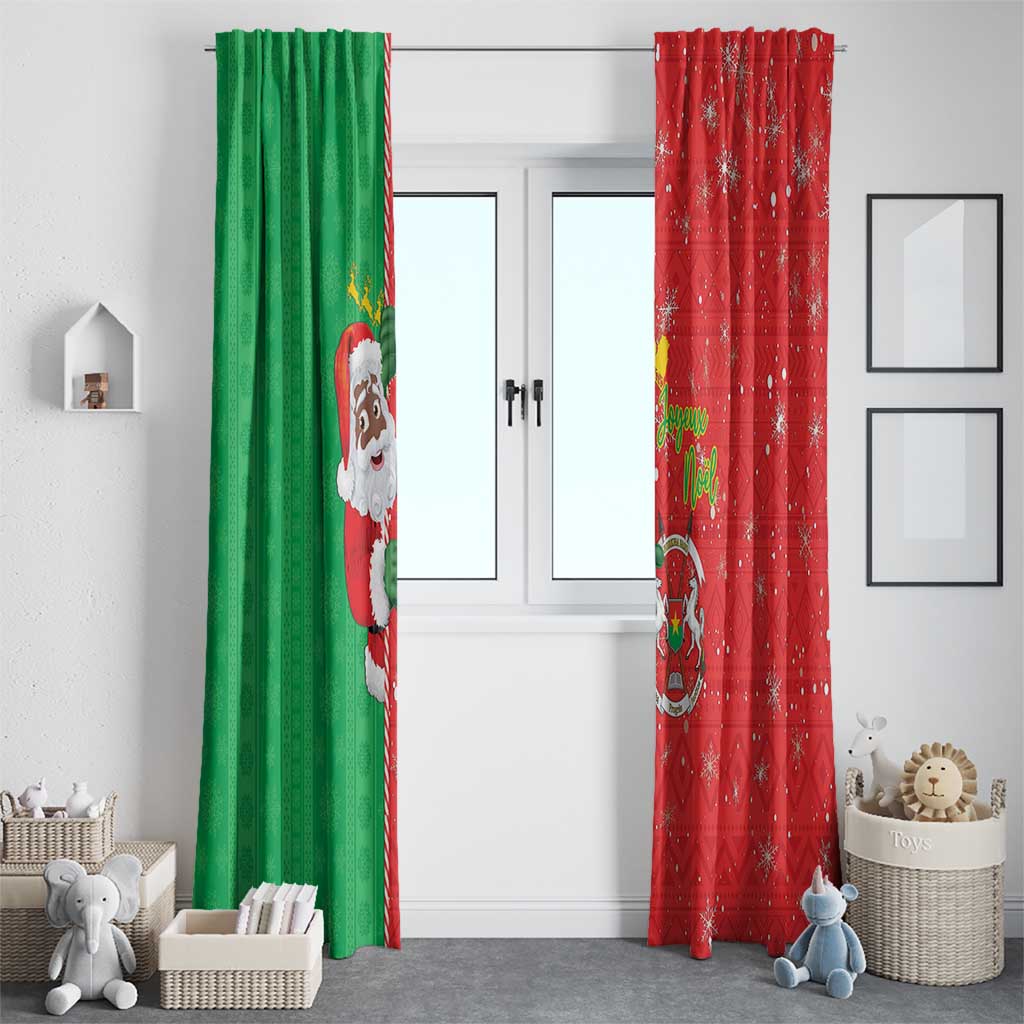 Burkina Faso Christmas Window Curtain Black Santa Joyeux Noel - Wonder Print Shop
