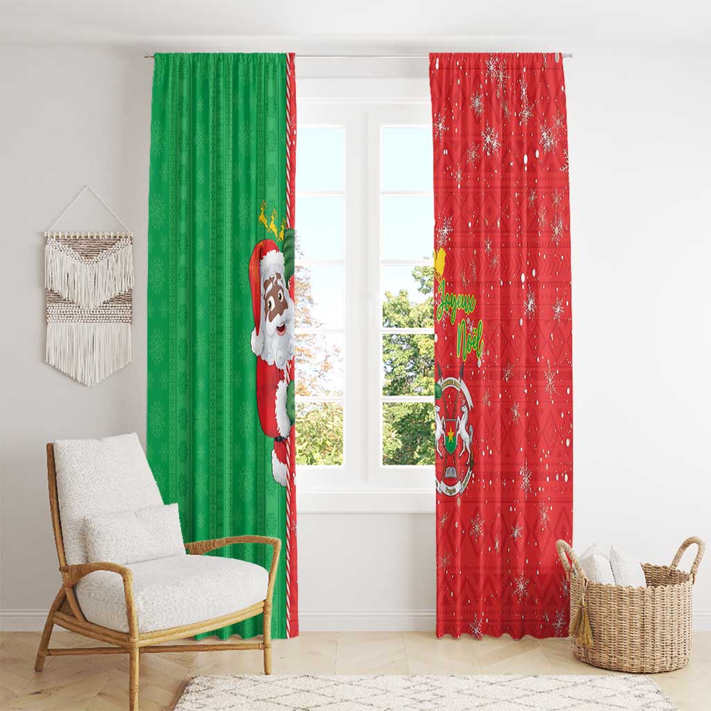 Burkina Faso Christmas Window Curtain Black Santa Joyeux Noel - Wonder Print Shop