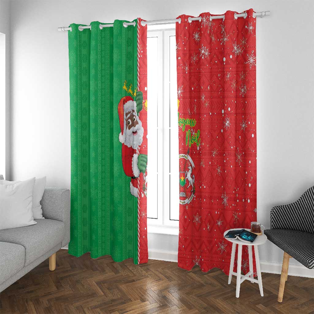 Burkina Faso Christmas Window Curtain Black Santa Joyeux Noel - Wonder Print Shop