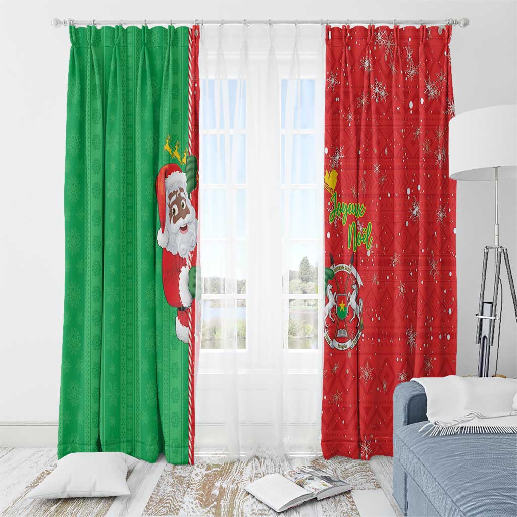 Burkina Faso Christmas Window Curtain Black Santa Joyeux Noel - Wonder Print Shop