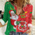 Burkina Faso Christmas Women Casual Shirt Black Santa Joyeux Noel - Wonder Print Shop