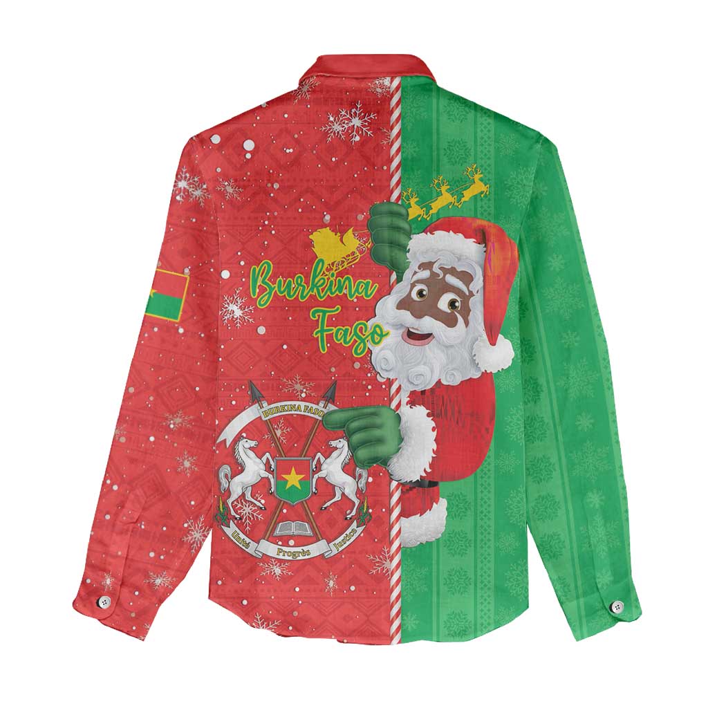 Burkina Faso Christmas Women Casual Shirt Black Santa Joyeux Noel - Wonder Print Shop