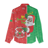 Burkina Faso Christmas Women Casual Shirt Black Santa Joyeux Noel - Wonder Print Shop