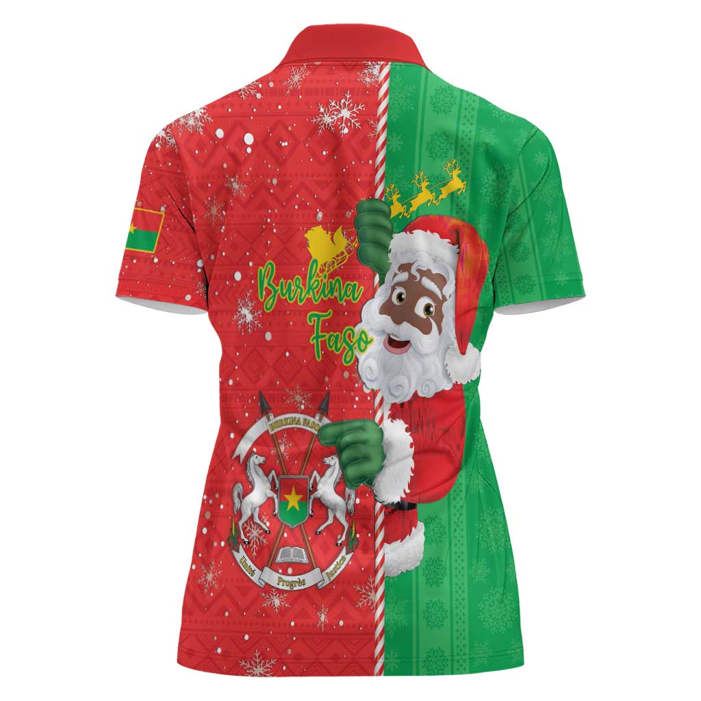 Burkina Faso Christmas Women Polo Shirt Black Santa Joyeux Noel - Wonder Print Shop