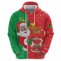 Burkina Faso Christmas Zip Hoodie Black Santa Joyeux Noel - Wonder Print Shop