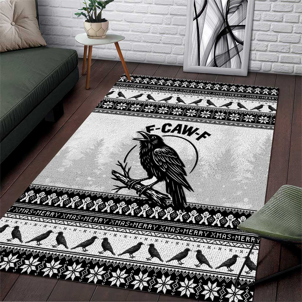 Funny Christmas F Caw F Raven Area Rug Merry Craw Mas - Wonder Print Shop