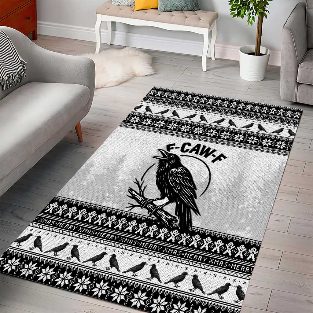 Funny Christmas F Caw F Raven Area Rug Merry Craw Mas - Wonder Print Shop