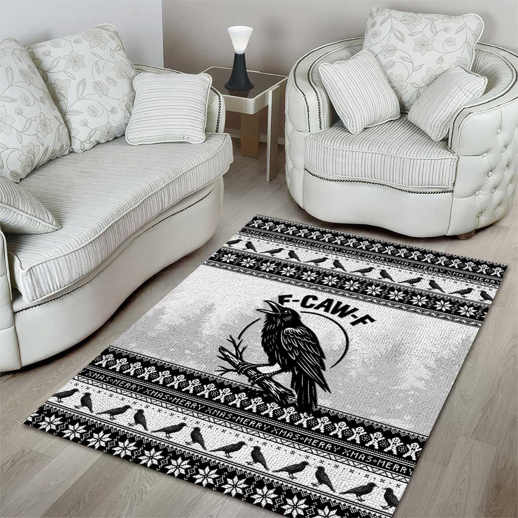 Funny Christmas F Caw F Raven Area Rug Merry Craw Mas - Wonder Print Shop