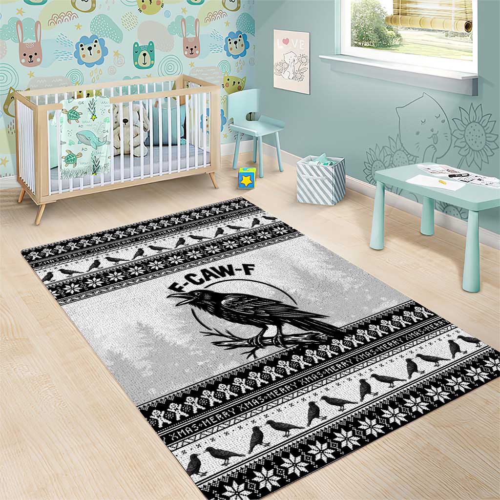 Funny Christmas F Caw F Raven Area Rug Merry Craw Mas - Wonder Print Shop