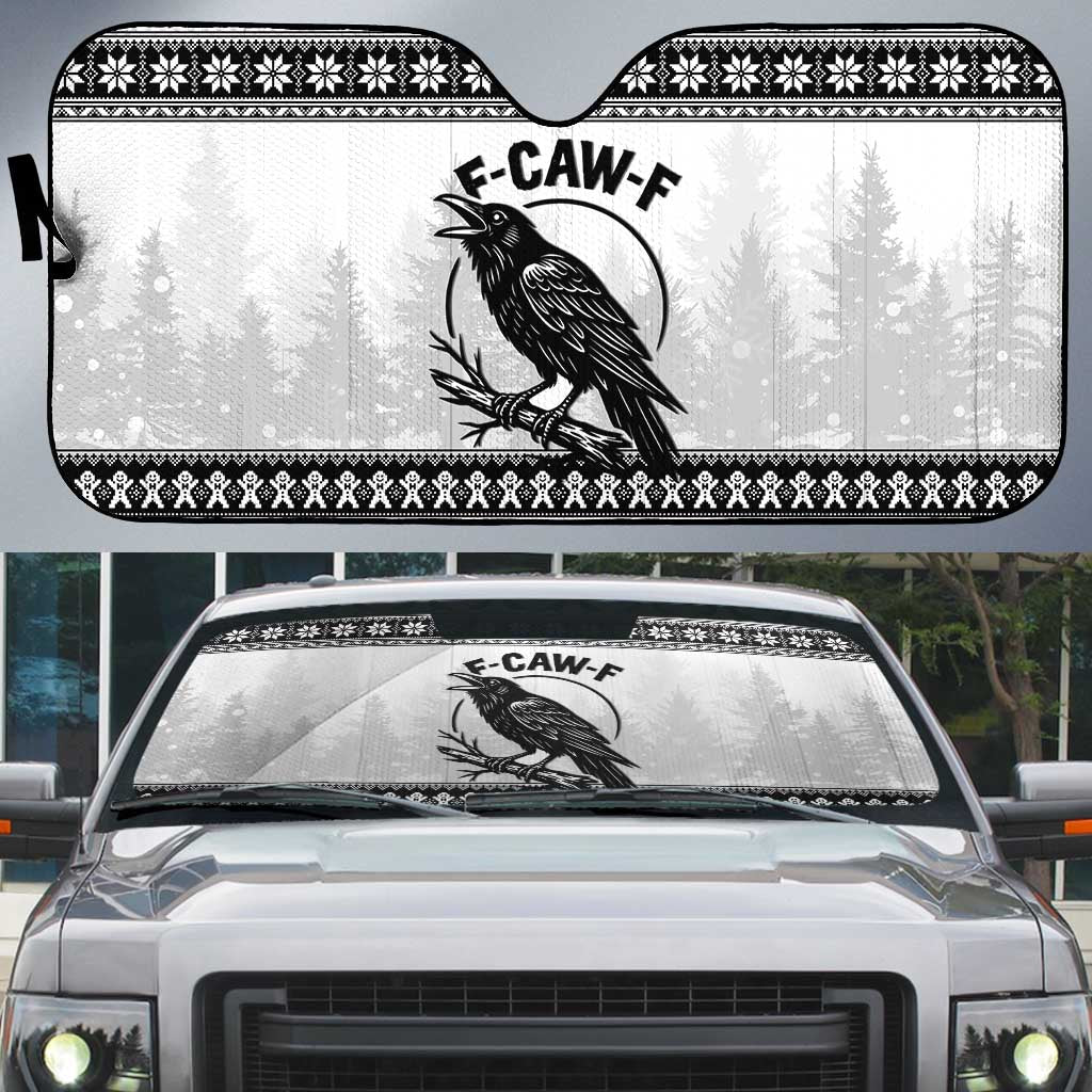 Funny Christmas F Caw F Raven Auto Sun Shade Merry Craw Mas - Wonder Print Shop