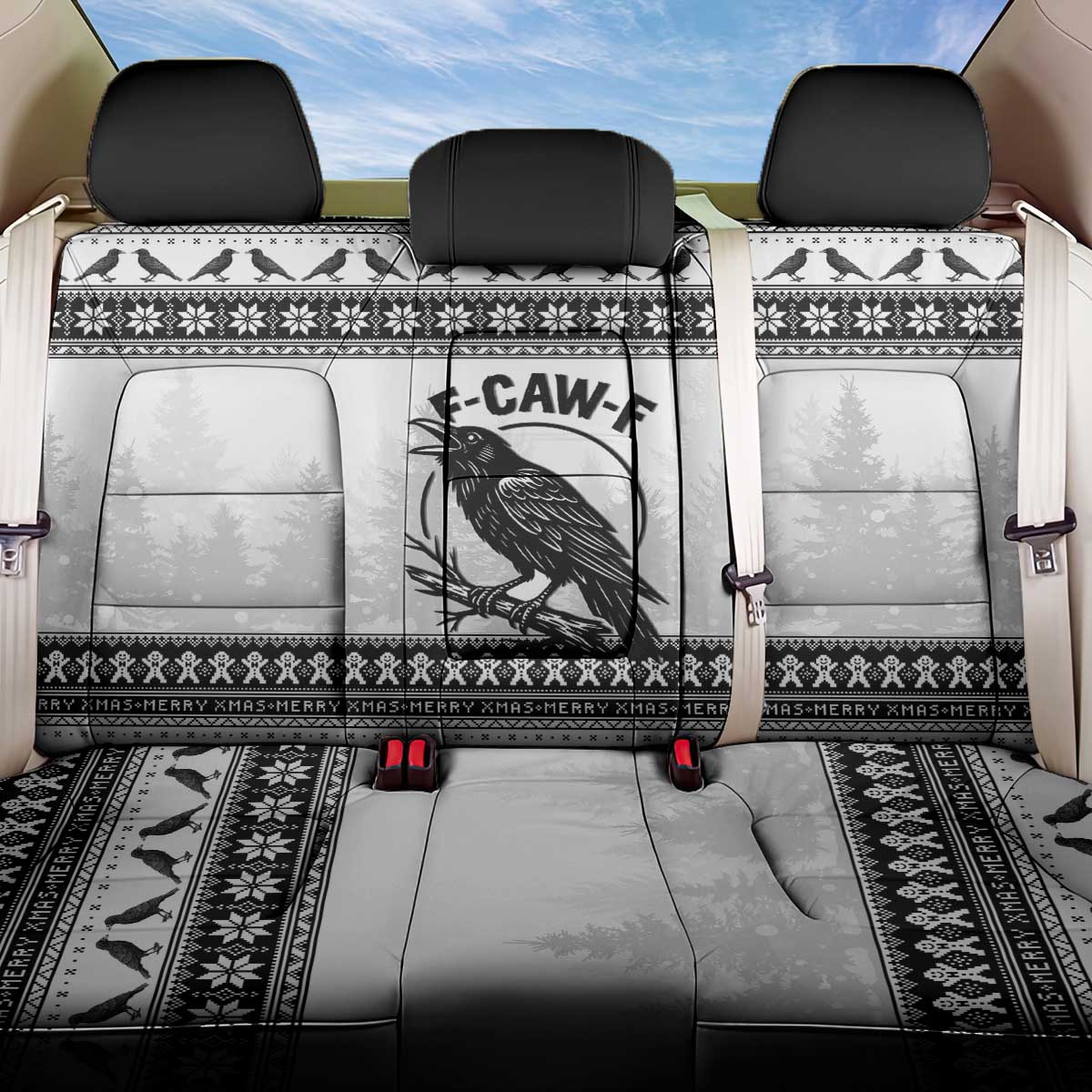 Funny Christmas F Caw F Raven Back Car Seat Cover Merry Craw Mas - Wonder Print Shop