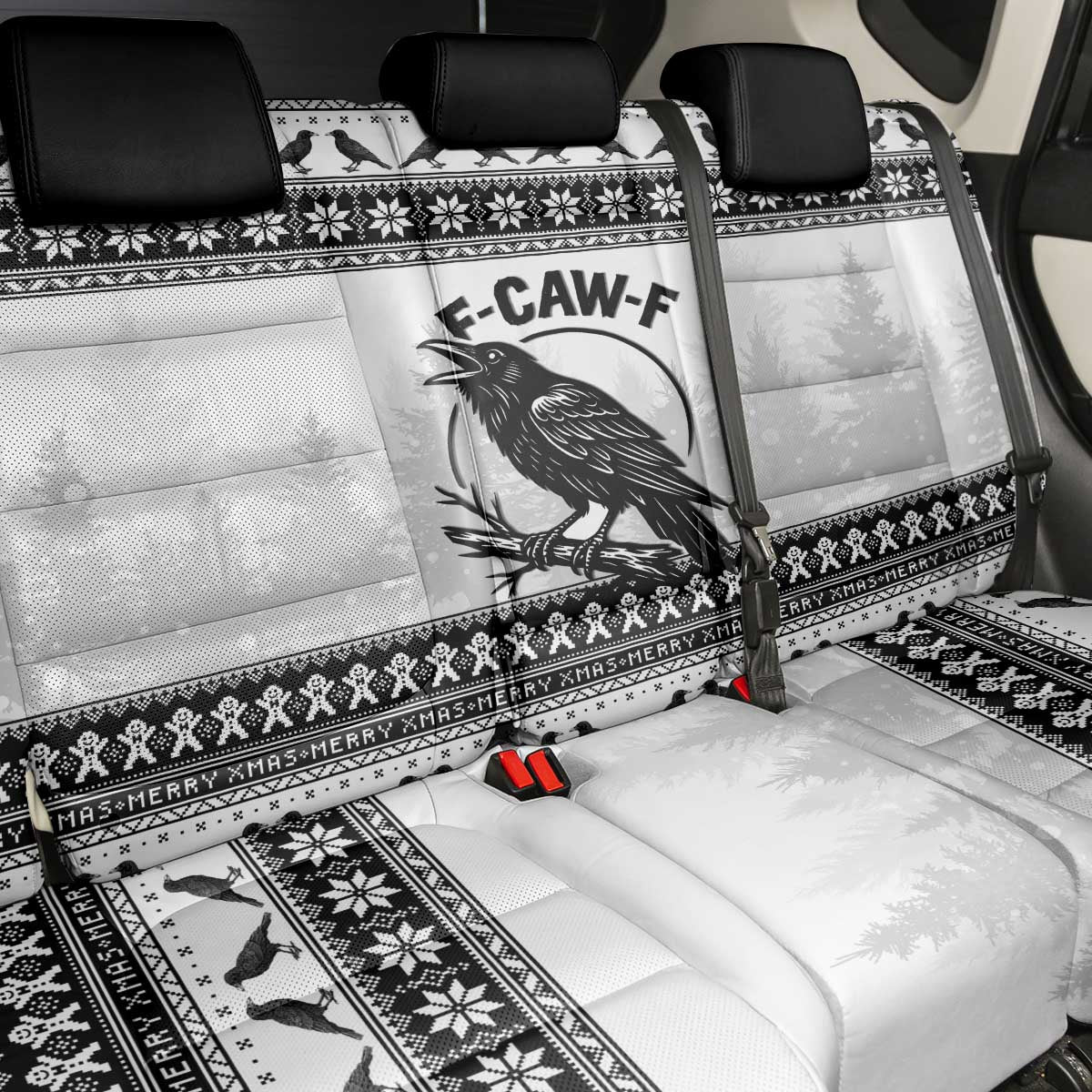 Funny Christmas F Caw F Raven Back Car Seat Cover Merry Craw Mas - Wonder Print Shop