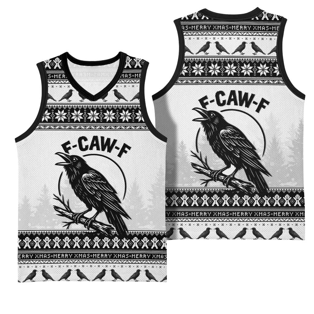 Funny Christmas F Caw F Raven Basketball Jersey Merry Craw Mas - Wonder Print Shop