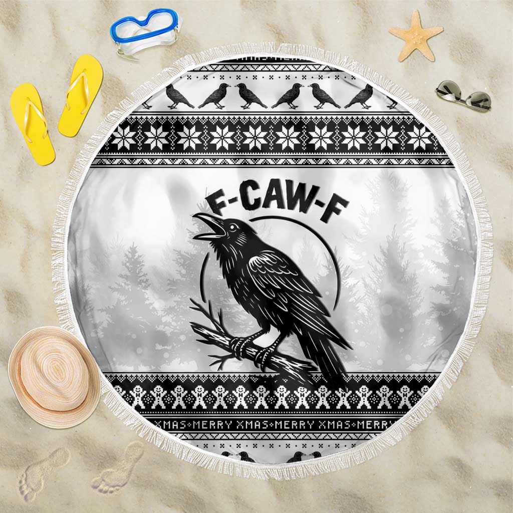 Funny Christmas F Caw F Raven Beach Blanket Merry Craw Mas - Wonder Print Shop