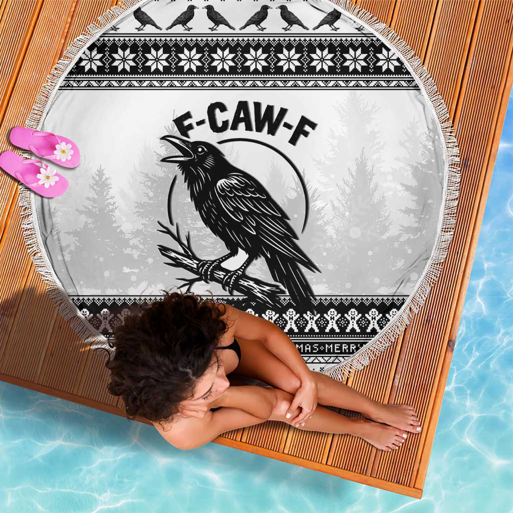 Funny Christmas F Caw F Raven Beach Blanket Merry Craw Mas - Wonder Print Shop