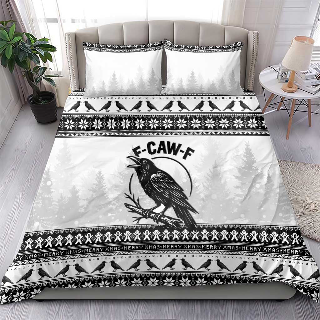 Funny Christmas F Caw F Raven Bedding Set Merry Craw Mas - Wonder Print Shop