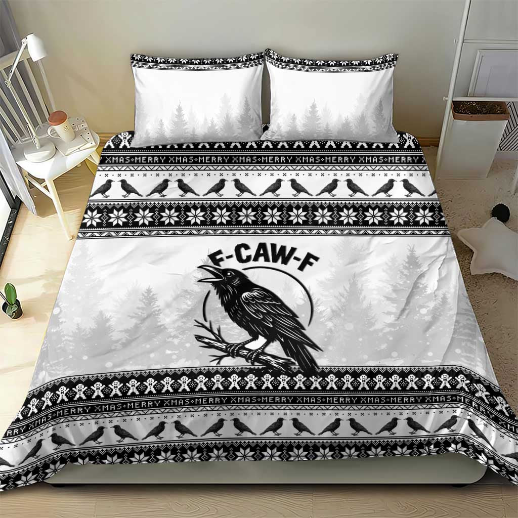 Funny Christmas F Caw F Raven Bedding Set Merry Craw Mas - Wonder Print Shop
