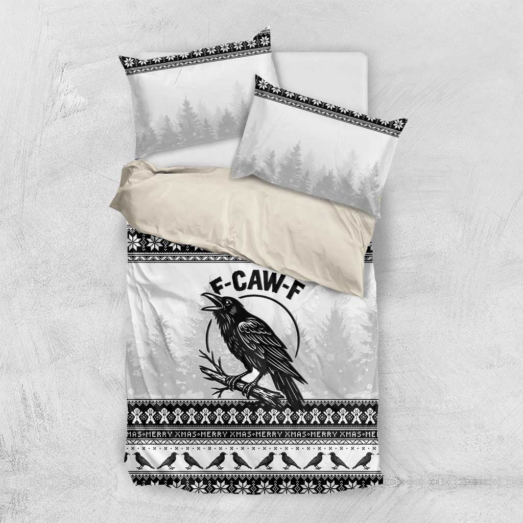 Funny Christmas F Caw F Raven Bedding Set Merry Craw Mas - Wonder Print Shop
