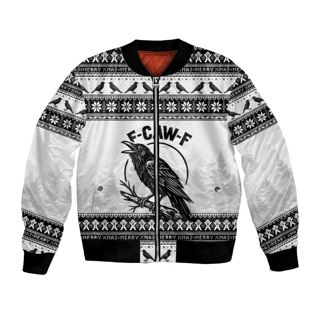Funny Christmas F Caw F Raven Bomber Jacket Merry Craw Mas - Wonder Print Shop
