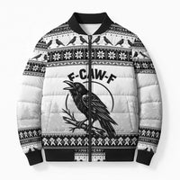 Funny Christmas F Caw F Raven Bomber Puffer Jacket Merry Craw Mas - Wonder Print Shop