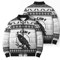 Funny Christmas F Caw F Raven Bomber Puffer Jacket Merry Craw Mas - Wonder Print Shop