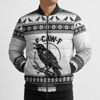 Funny Christmas F Caw F Raven Bomber Puffer Jacket Merry Craw Mas - Wonder Print Shop