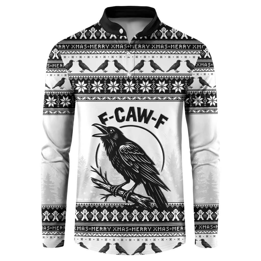 Funny Christmas F Caw F Raven Button Sweatshirt Merry Craw Mas - Wonder Print Shop