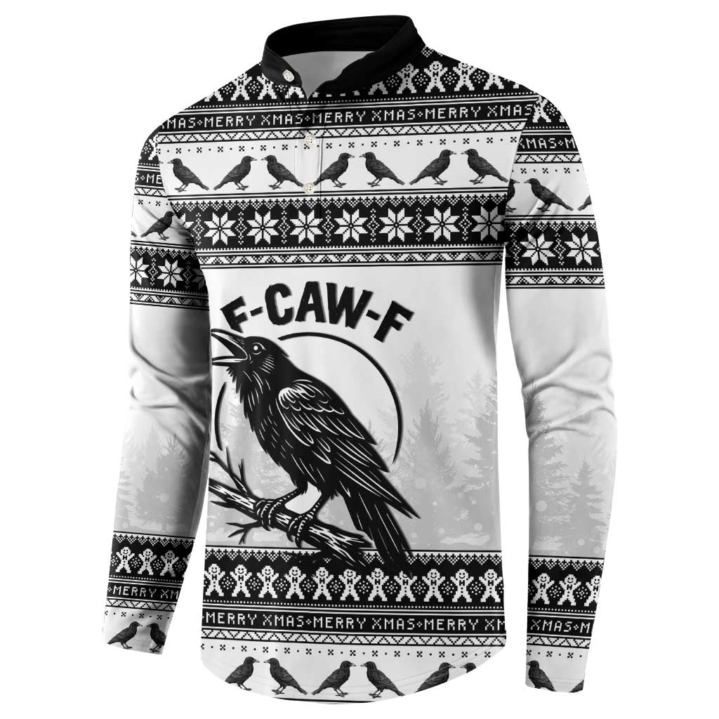 Funny Christmas F Caw F Raven Button Sweatshirt Merry Craw Mas - Wonder Print Shop