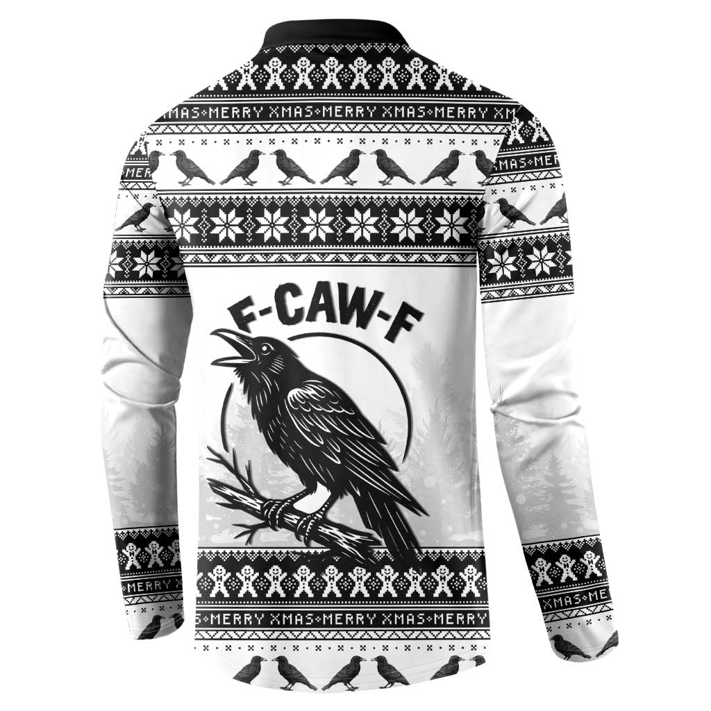 Funny Christmas F Caw F Raven Button Sweatshirt Merry Craw Mas - Wonder Print Shop
