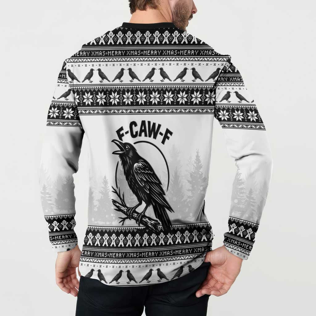 Funny Christmas F Caw F Raven Button Sweatshirt Merry Craw Mas - Wonder Print Shop
