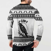 Funny Christmas F Caw F Raven Button Sweatshirt Merry Craw Mas - Wonder Print Shop