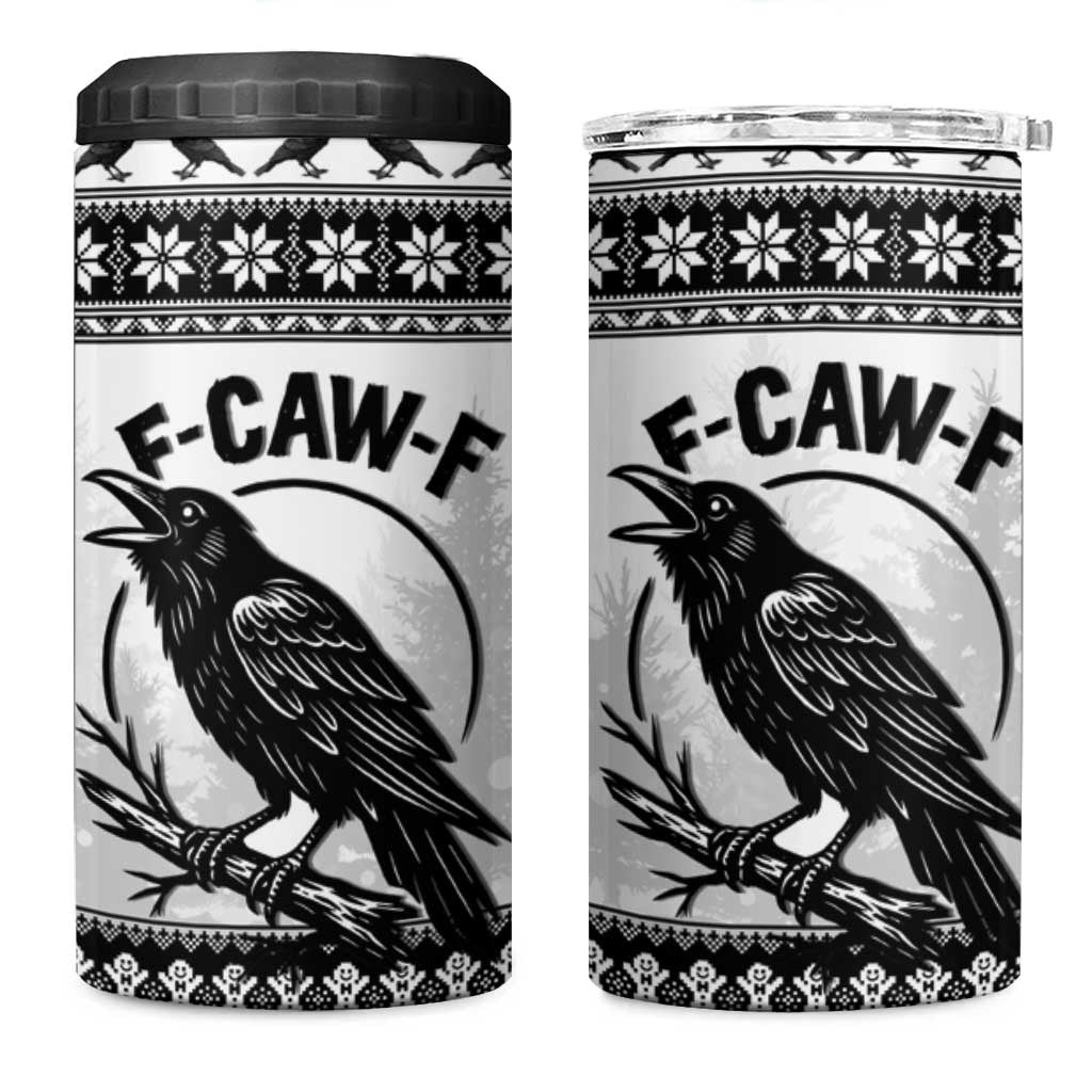 Funny Christmas F Caw F Raven 4 in 1 Can Cooler Tumbler Merry Craw Mas - Wonder Print Shop