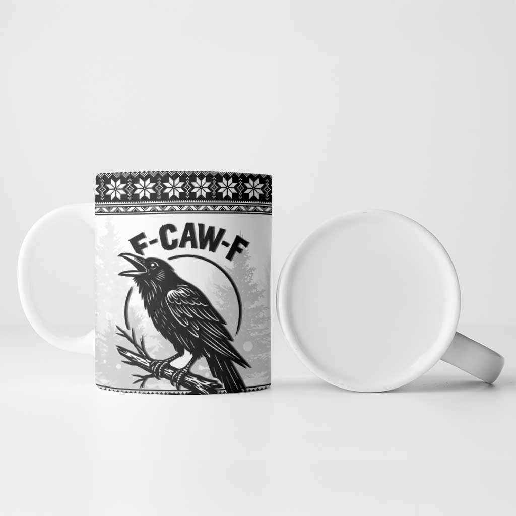 Funny Christmas F Caw F Raven Ceramic Mug Merry Craw Mas - Wonder Print Shop